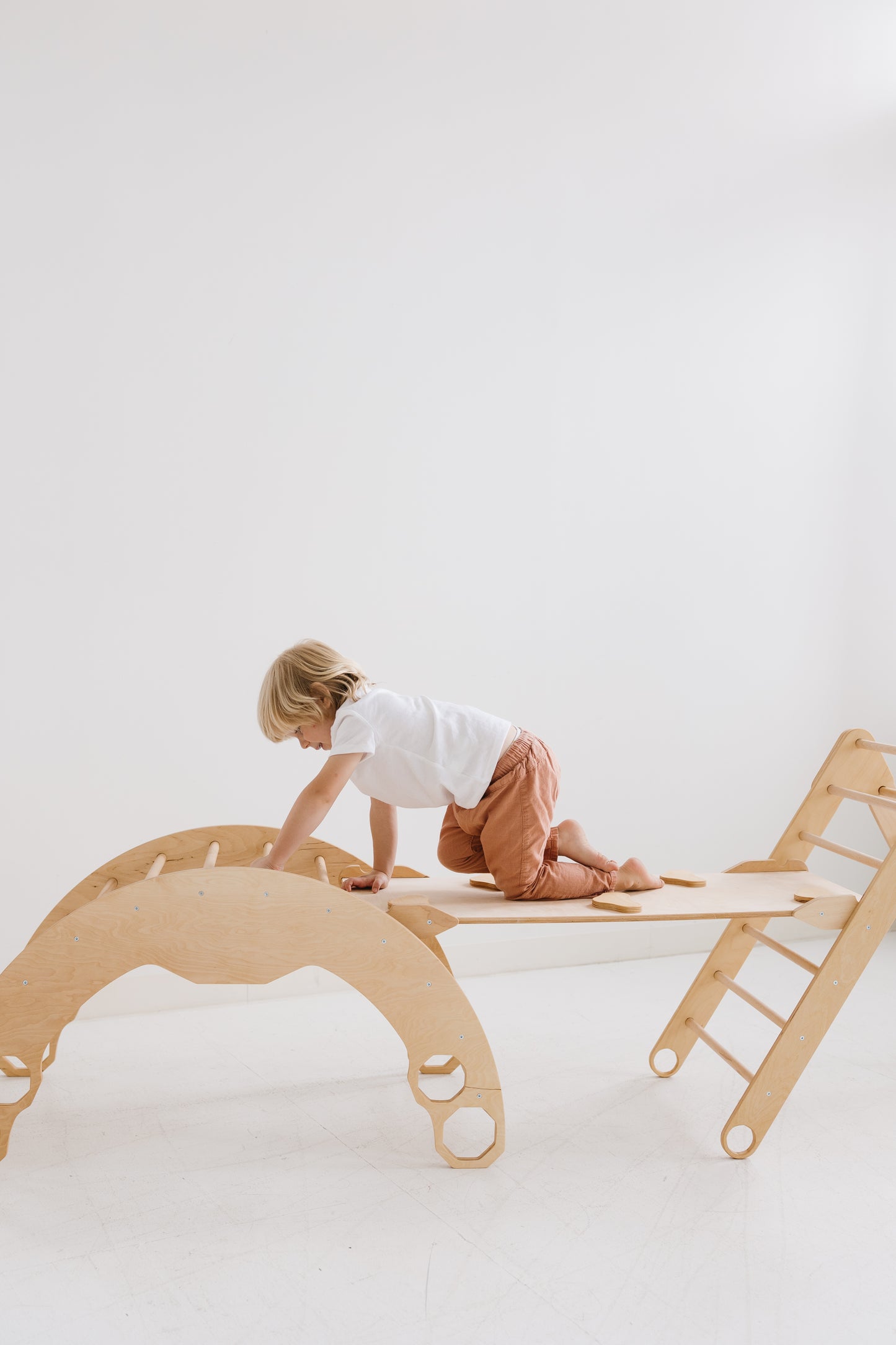 Pikler Triangle Set: Arch, Triangle & Ramp with slide