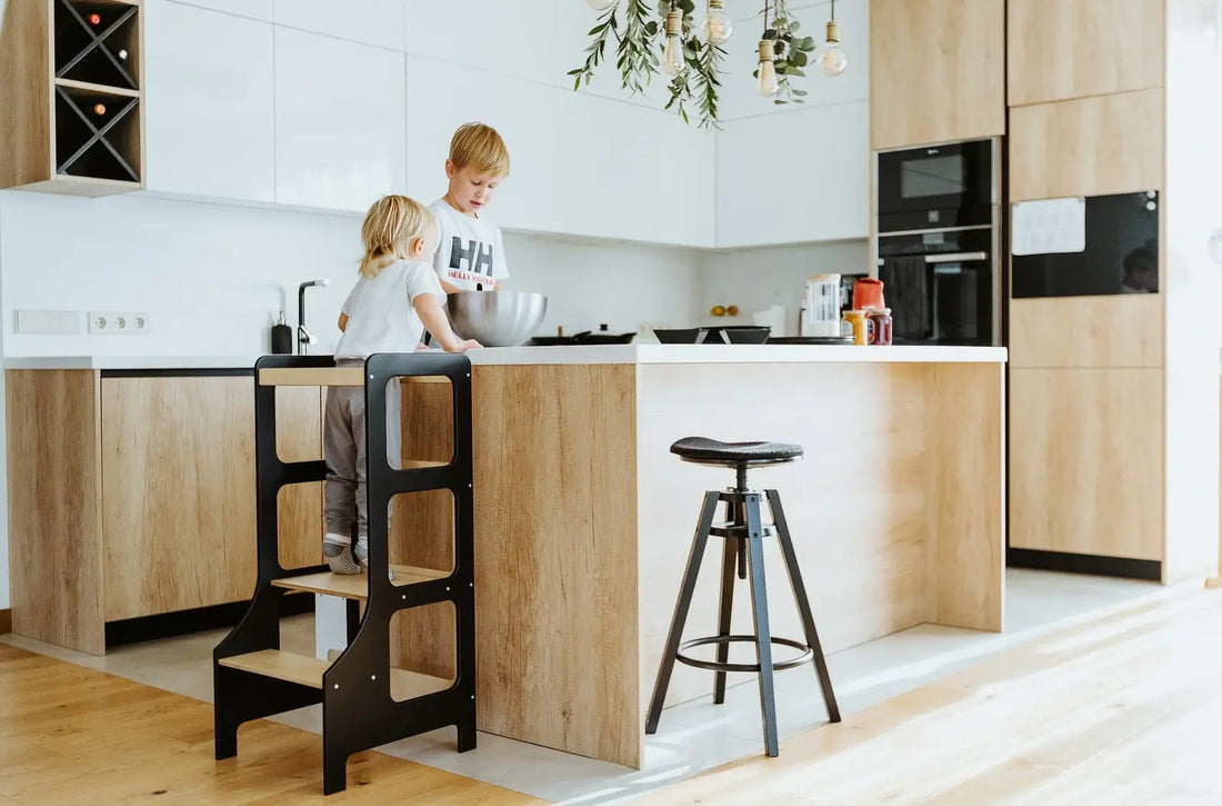 kitchen with helper tower for children