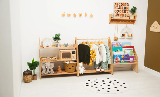 montessori shelves for toys, books and clothes