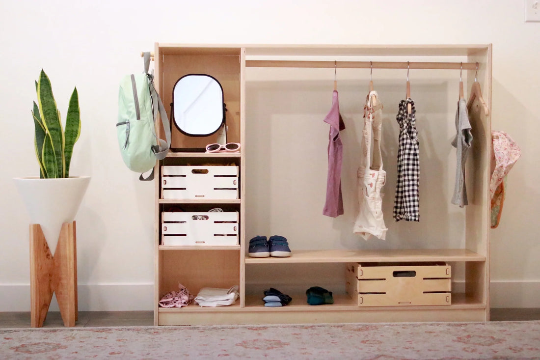 wooden montessori wardrobe