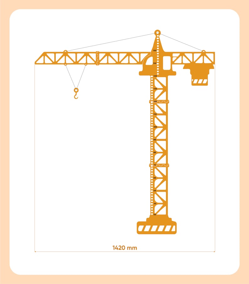 Construction Crane - Wooden Height Chart | Growth Chart