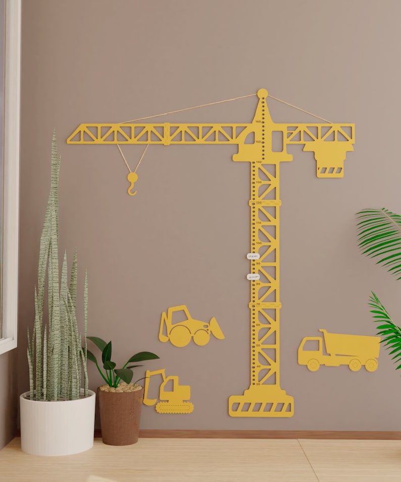 Construction Crane - Wooden Height Chart