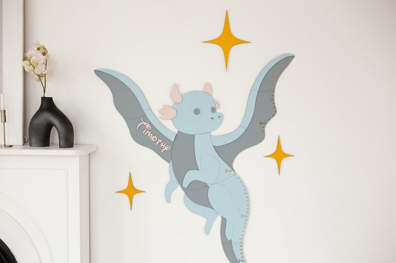 Cute Baby Dragon - Wooden Height Chart | Growth Chart