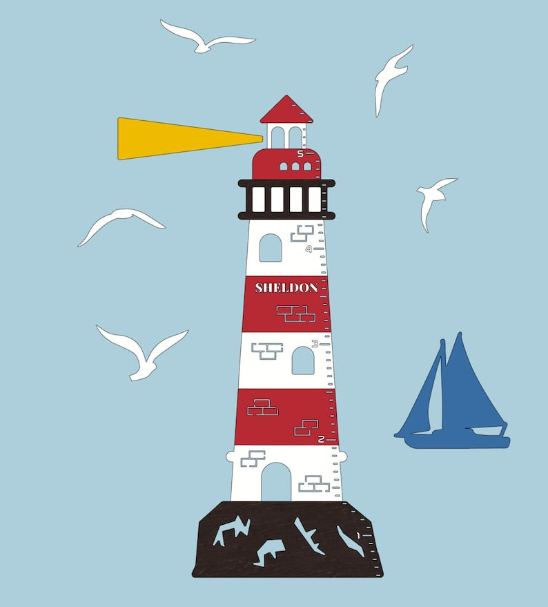 Lighthouse Height Ranking Lighthouse - Wooden Height Chart | Growth Chart – Woodandroom