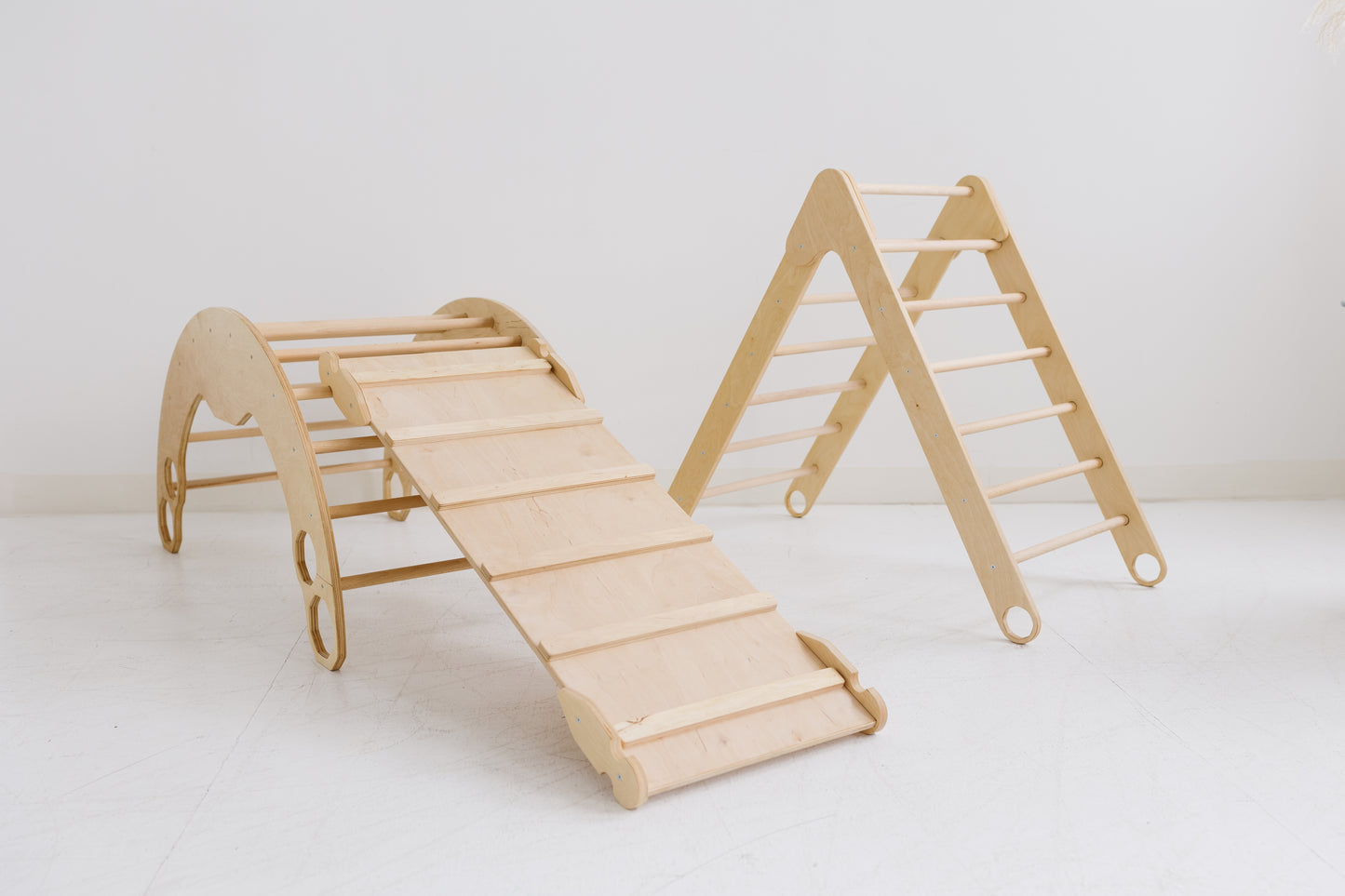 Pikler Triangle Set: Arch, Triangle & Ramp with slide