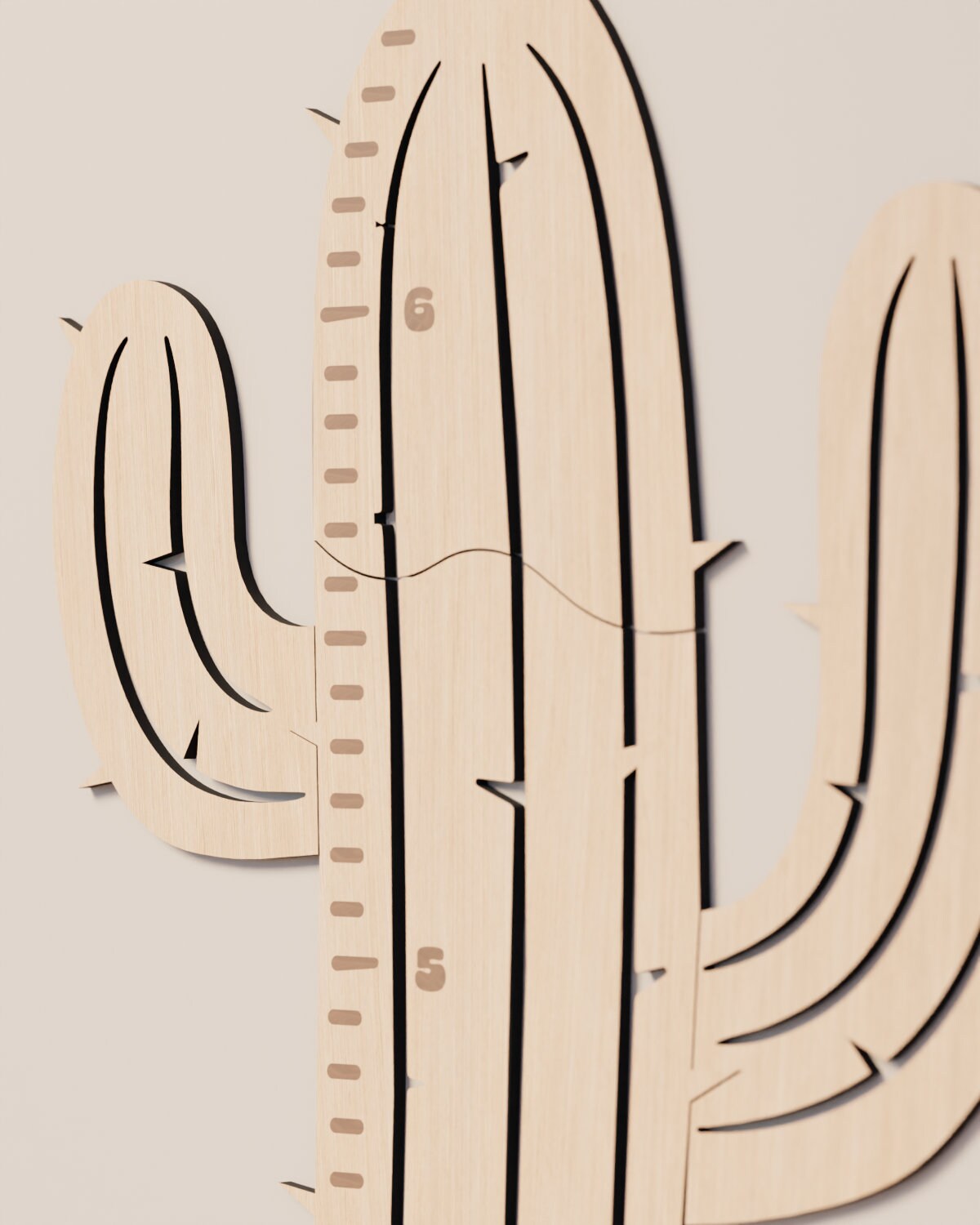 Cactus - Wooden Height Chart | Growth Chart