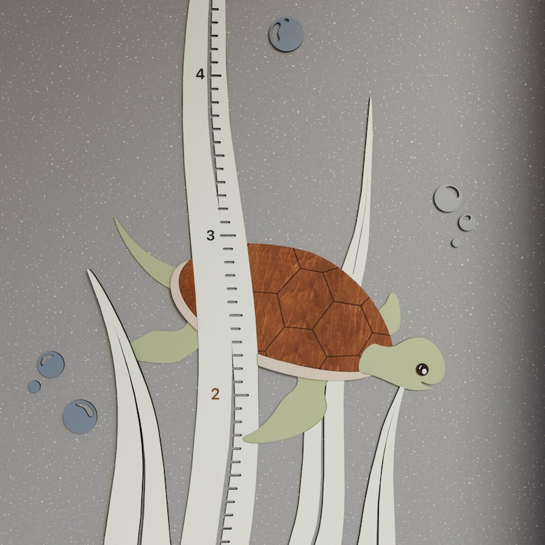 Sea Turtle - Wooden Height Chart | Growth Chart