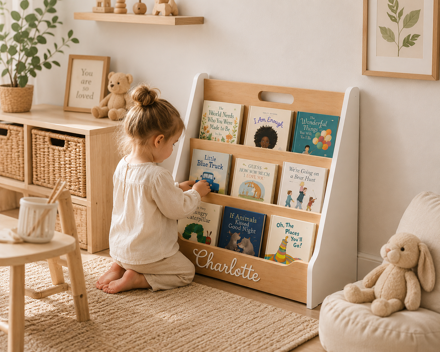 Front Facing Kids Bookshelf for Montessori Nursery and Preschool Reading Spaces