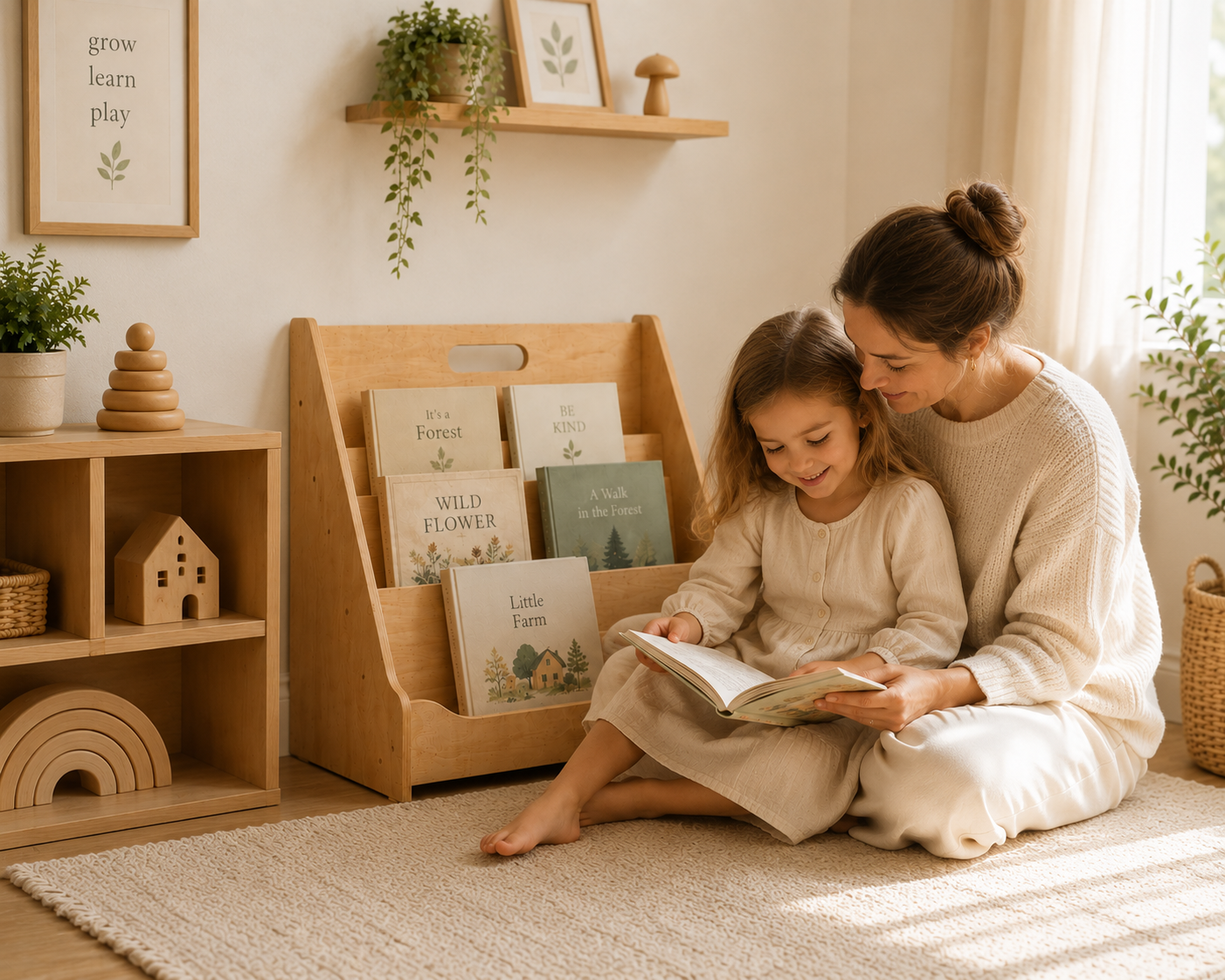 Front Facing Kids Bookshelf for Montessori Nursery and Preschool Reading Spaces