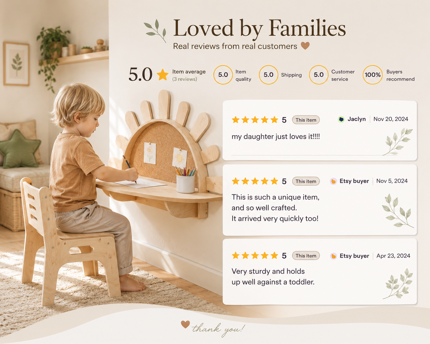 Wall-Mounted Kids Table “Sunshine”