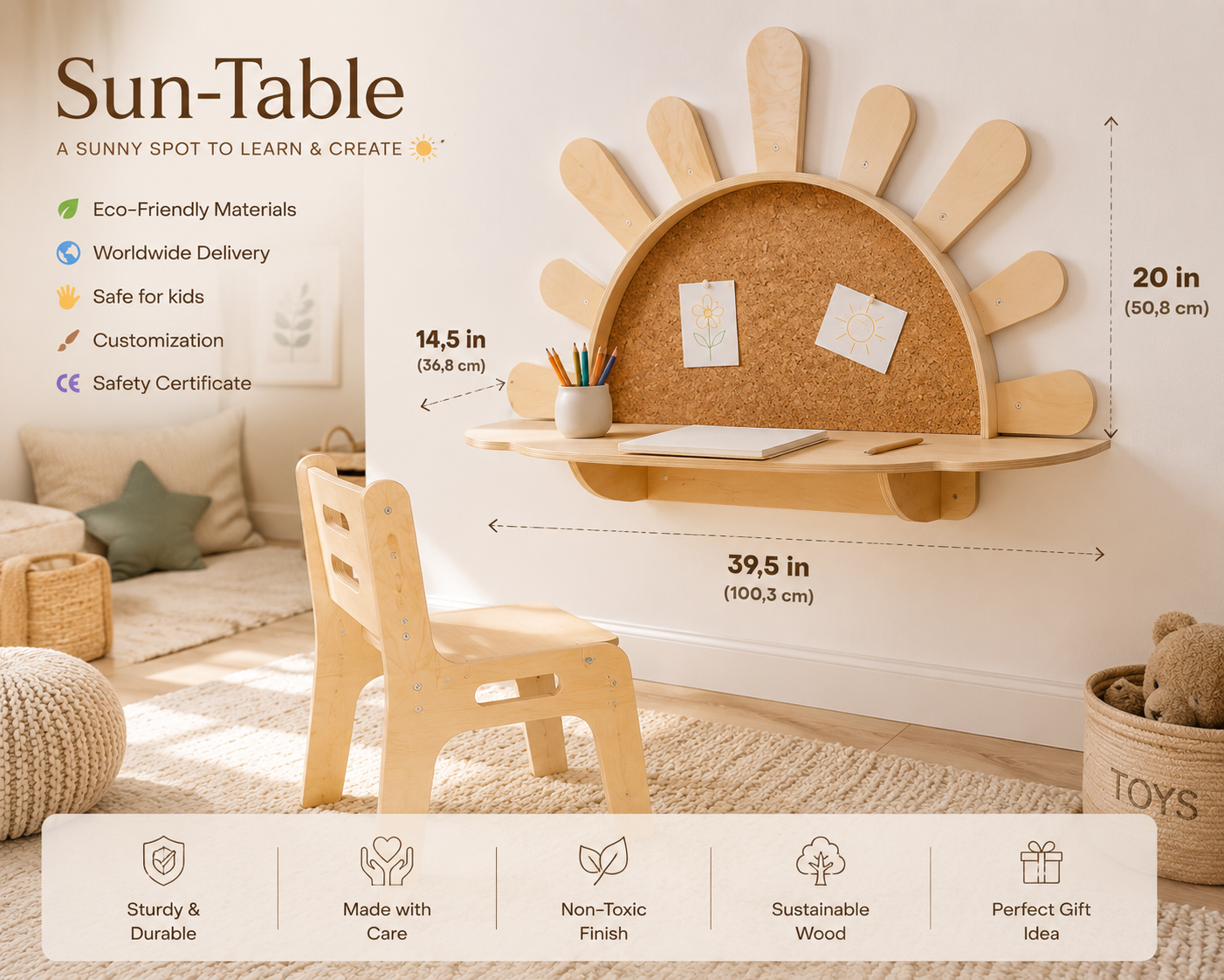 Wall-Mounted Kids Table “Sunshine”