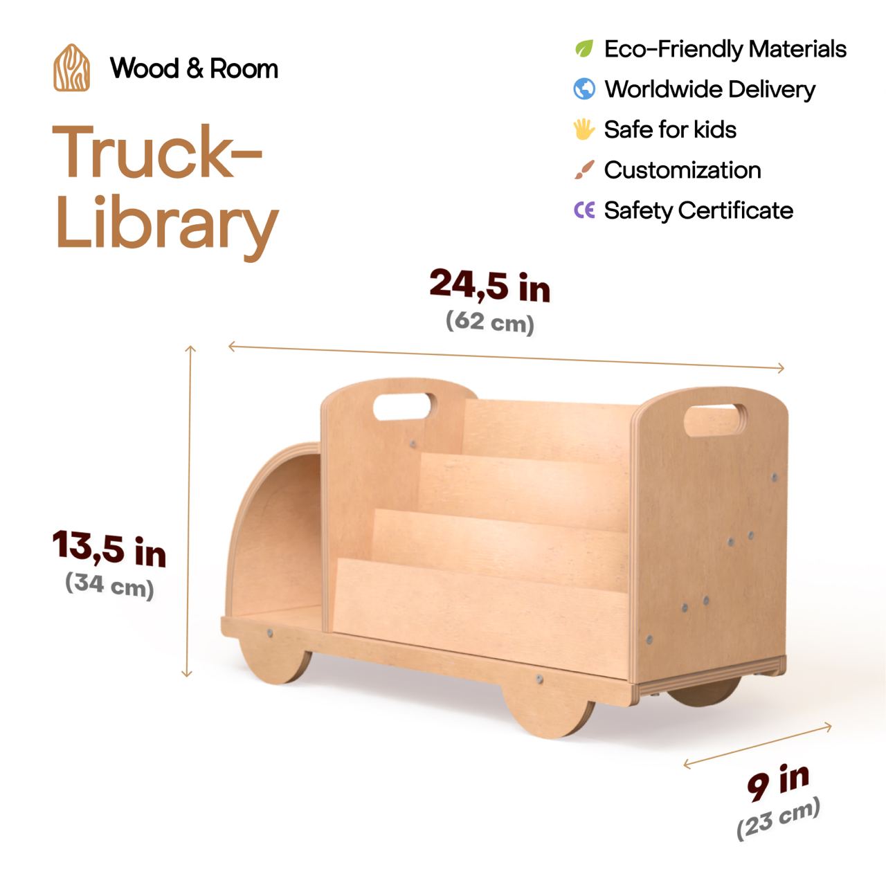 Wooden Bookcase “Car”