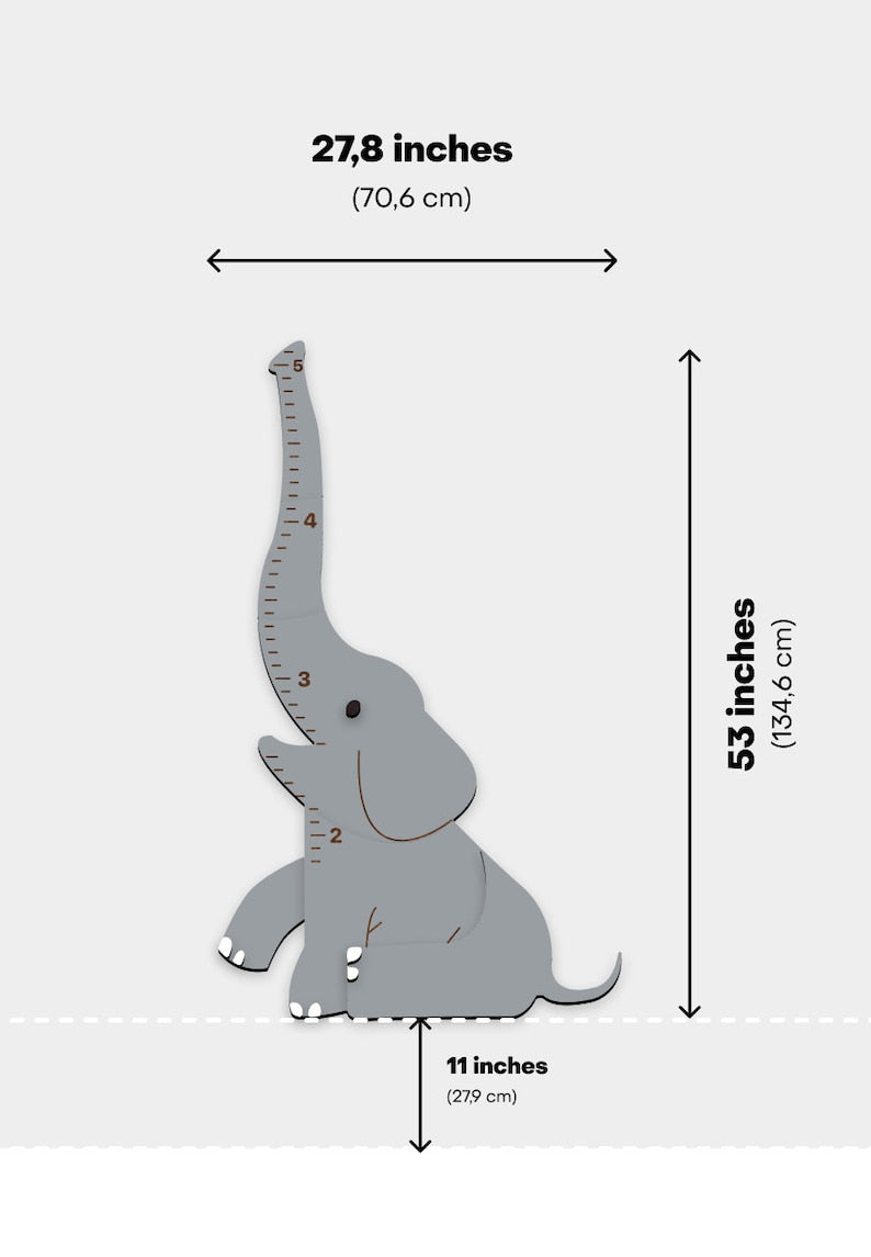 Baby Elephant - Wooden Height Chart | Growth Chart