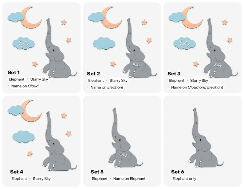 Baby Elephant - Wooden Height Chart | Growth Chart