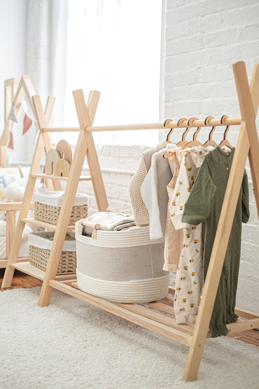 Montessori Kids Clothes Rack | Hanging Rack for toddlers – Woodandroom