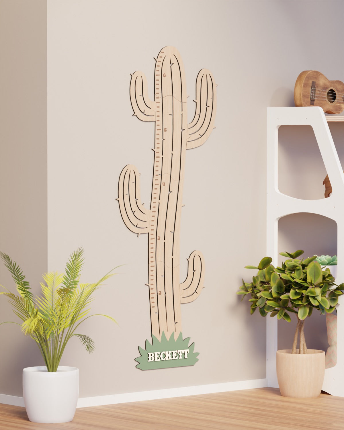 Cactus - Wooden Height Chart | Growth Chart