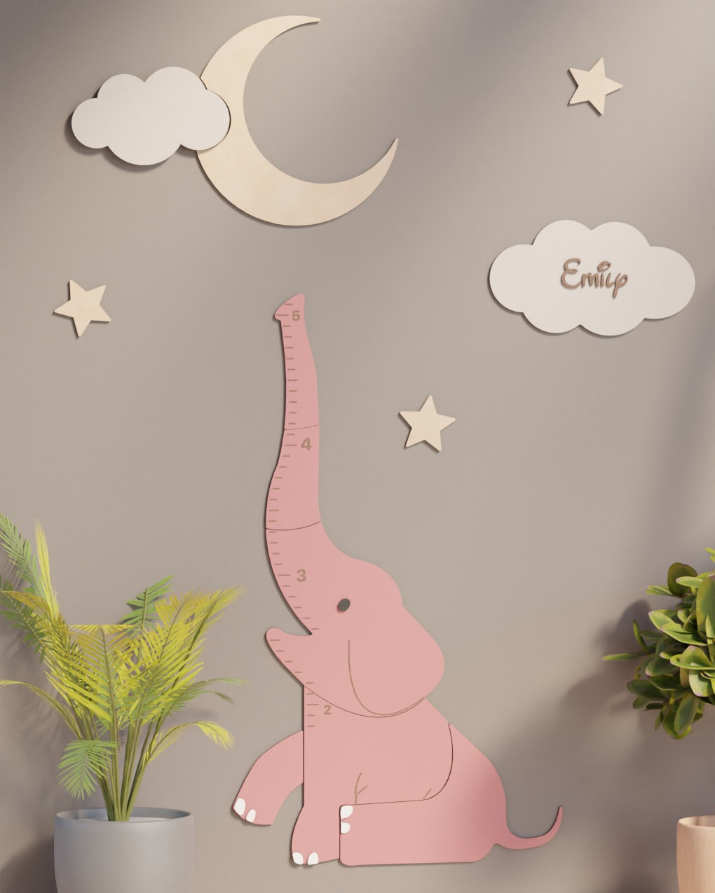 Baby Elephant - Wooden Height Chart | Growth Chart