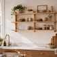 Large 46-inch wooden wall shelf with Scandinavian minimalist design