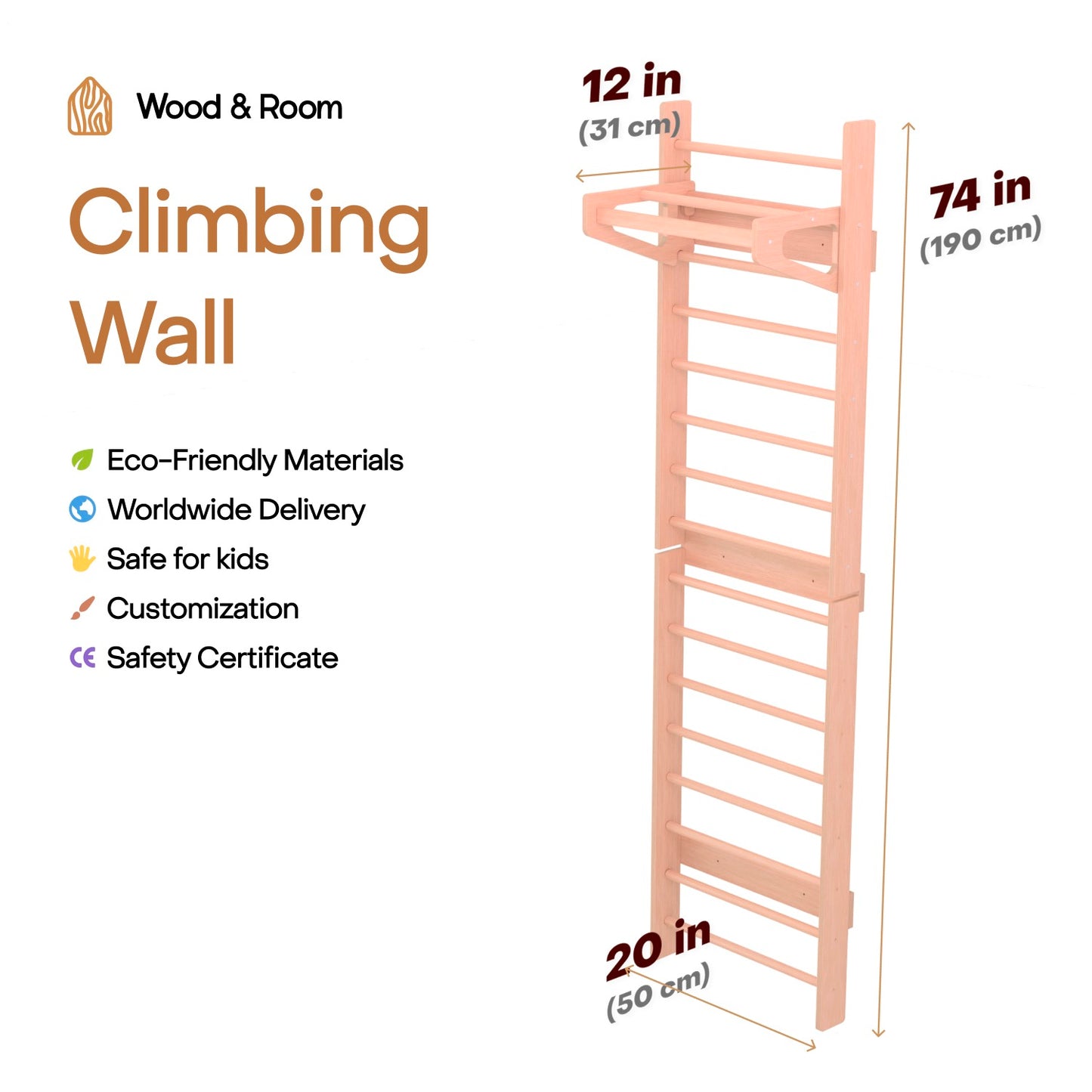 Wooden Montessori Climbing Wall for Kids