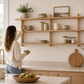 Scandinavian 3-tier wooden wall shelf for books, plants and home decor