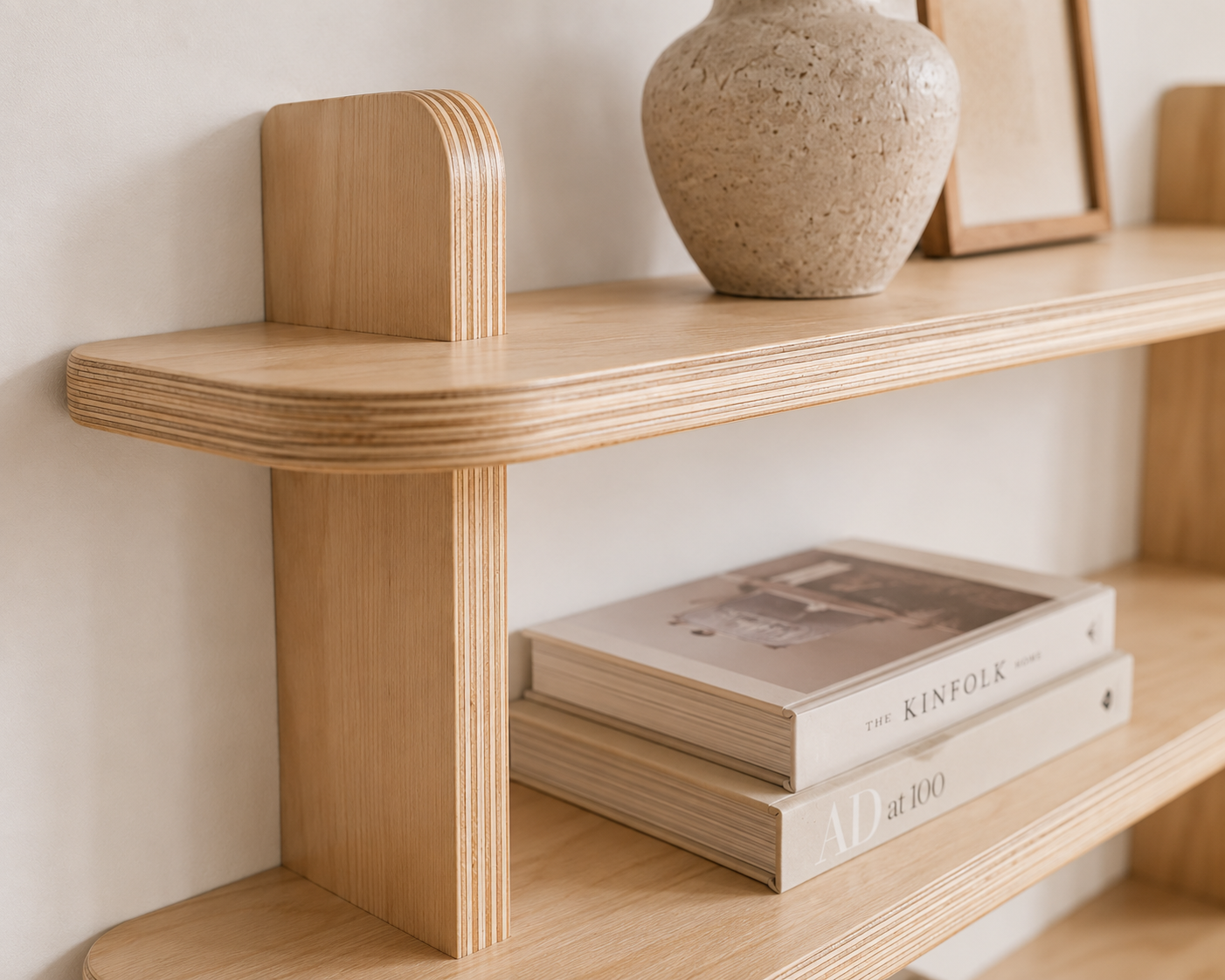 Wooden Wall Shelf – Scandinavian 3-Tier Birch Plywood Shelf