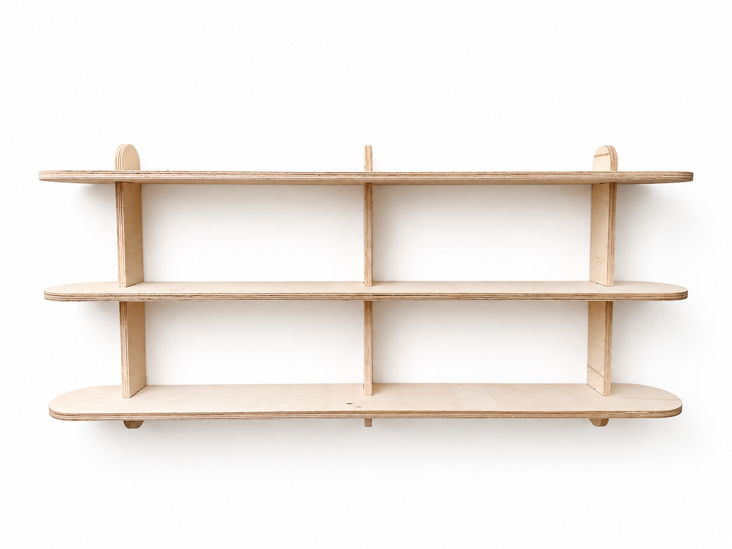 1. Wooden wall shelf mounting and slot-together construction with hardware included