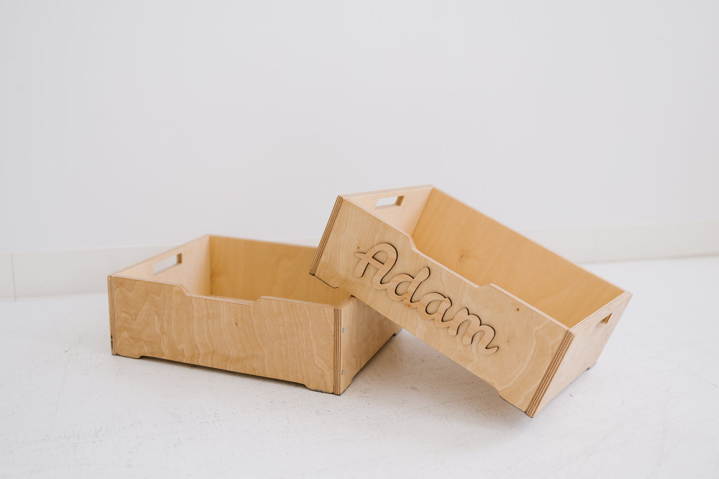Handcrafted Wooden Box with Handles, Organiser bin for Montessori Shelves