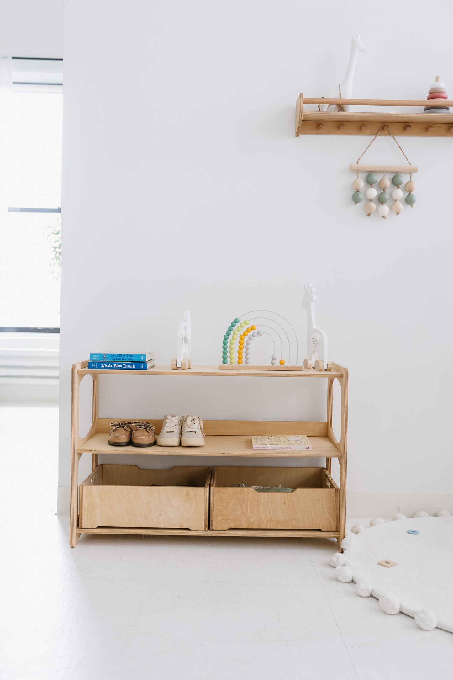 Handcrafted Wooden Box with Handles, Organiser bin for Montessori Shelves