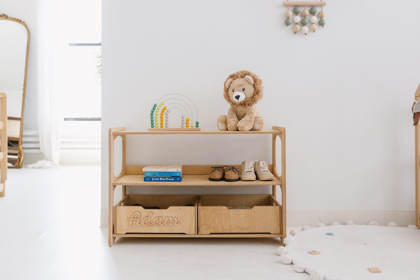 Handcrafted Wooden Box with Handles, Organiser bin for Montessori Shelves