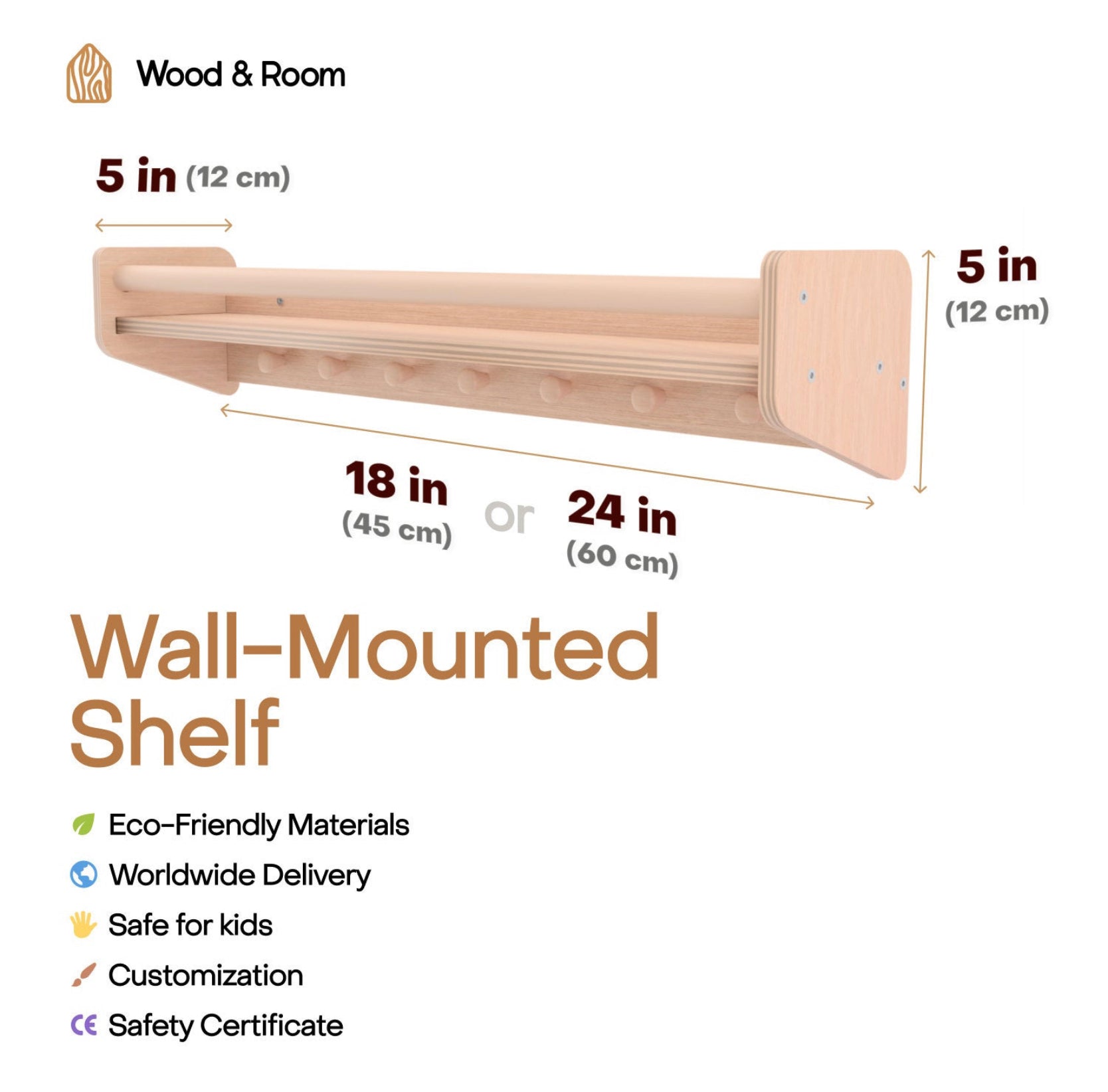 Wall-Mounted Shelf with Hooks – Woodandroom