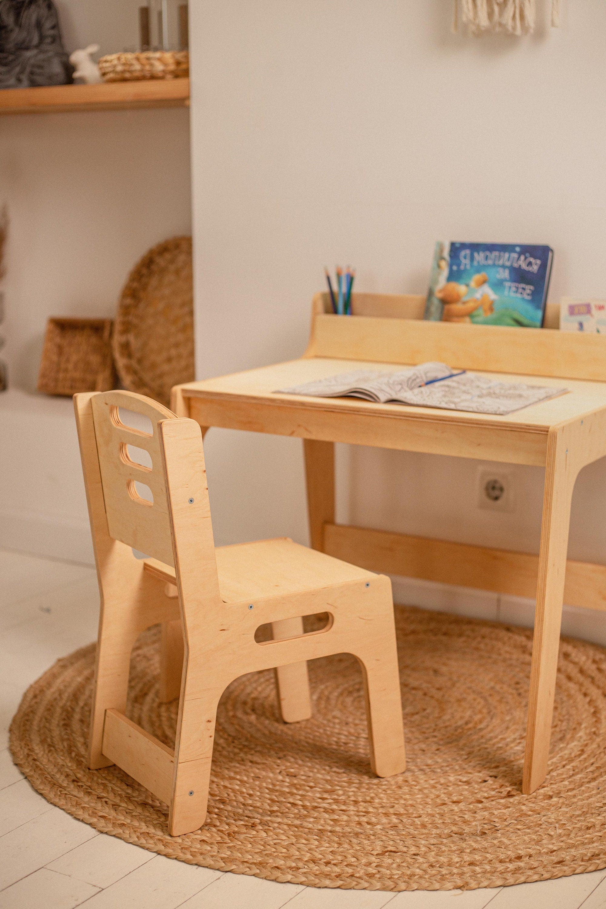 Montessori wooden discount table and chairs