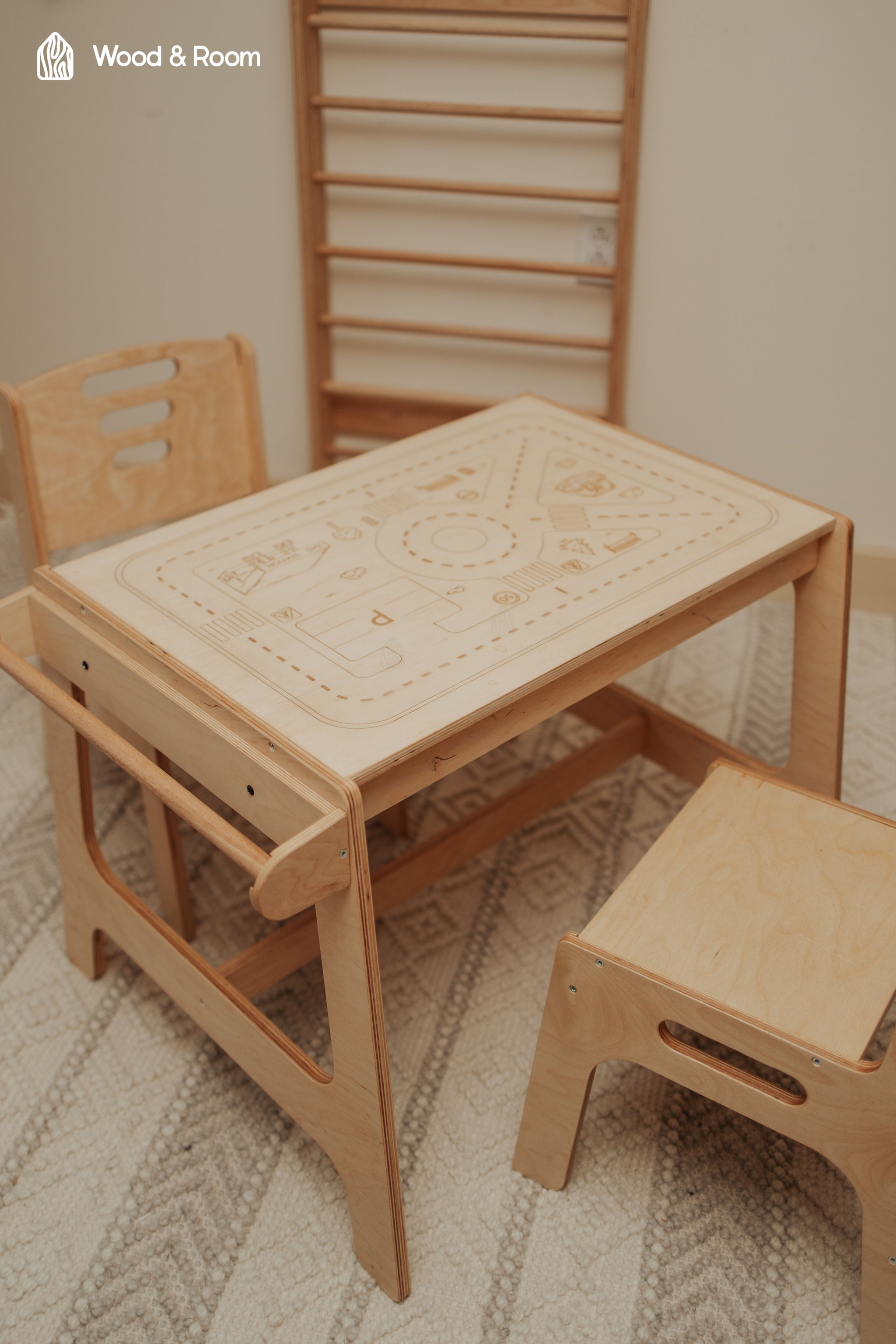 Toddler Activity Table with Paper Holder – Woodandroom